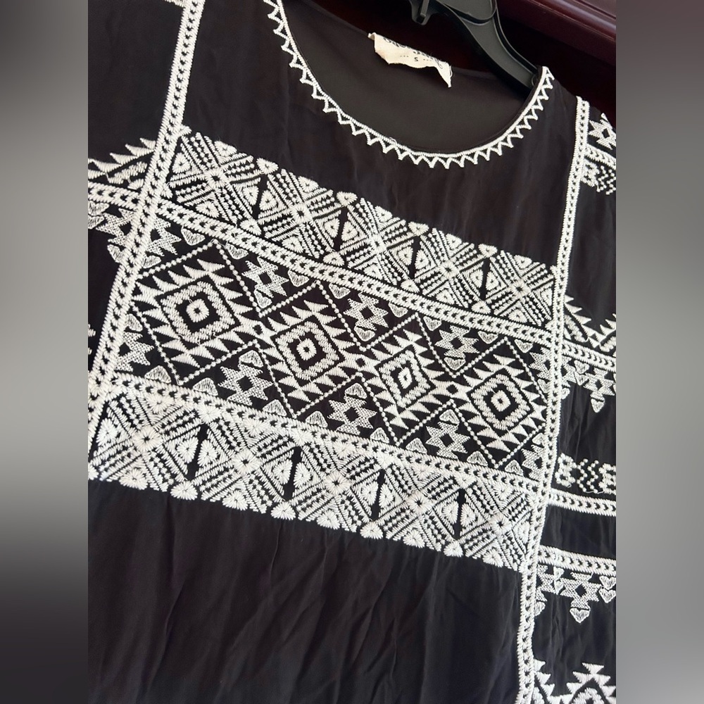 SAVANNA JANE Embroidered Tunic Coverup Boho Beach Folk Resort Coastal Western S - Picture 10 of 11